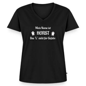 Horst Name - Frauen Premium Bio T-Shirt mit V-Ausschnitt - Schwarz - Vorne - AI Model Female 172 light (172cm)