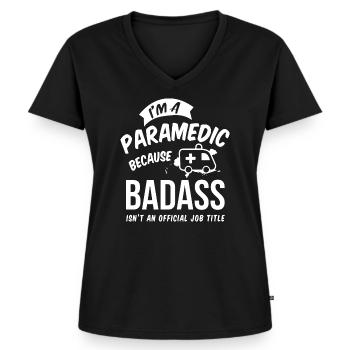Sanitäter Rettungsdienst Geschenkidee - Frauen Premium Bio T-Shirt mit V-Ausschnitt - Schwarz - Vorne - AI Model Female 172 light (172cm)