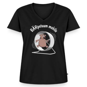 unendlich Energie - Perpetuum Mobile - Frauen Premium Bio T-Shirt mit V-Ausschnitt - Schwarz - Vorne - AI Model Female 172 light (172cm)