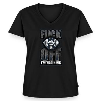 Baise, je m'entraîne sans excuses - T-shirt encolure en V Premium bio Femme - noir - Devant - AI Model Female 172 light (172cm)