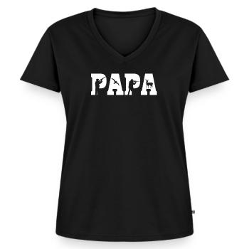 T-shirt de papa de chasseur cadeau drôle de père de chasse de papa - T-shirt encolure en V Premium bio Femme - noir - Devant - AI Model Female 172 light (172cm)