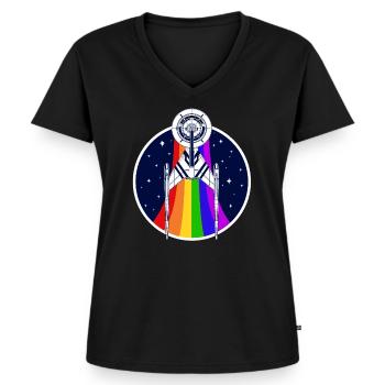 Star Trek Discovery Gay Pride l'Emblème - T-shirt encolure en V Premium bio Femme - noir - Devant - AI Model Female 172 light (172cm)