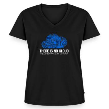 Geek Il n’y a pas de mème d’informatique cloud - T-shirt encolure en V Premium bio Femme - noir - Devant - AI Model Female 172 light (172cm)
