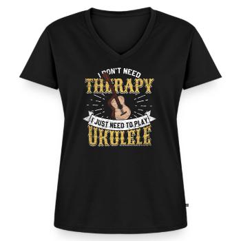 Ukulele - Frauen Premium Bio T-Shirt mit V-Ausschnitt - Schwarz - Vorne - AI Model Female 172 light (172cm)