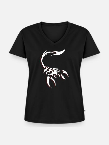 Tribal Skorpion - Frauen Premium Bio T-Shirt mit V-Ausschnitt - Schwarz