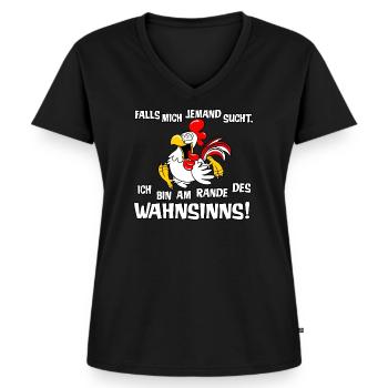 Am Rande des Wahnsinns - Frauen Premium Bio T-Shirt mit V-Ausschnitt - Schwarz - Vorne - AI Model Female 172 light (172cm)