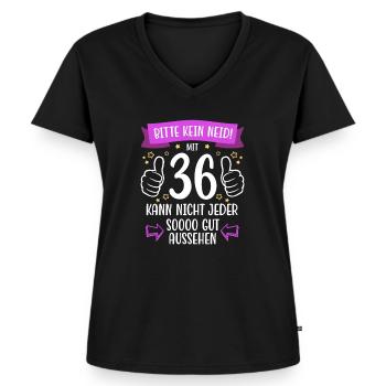 36 Geburtstag Mann Frau Lustig 36 Jahre - Frauen Premium Bio T-Shirt mit V-Ausschnitt - Schwarz - Vorne - AI Model Female 172 light (172cm)