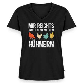 Mir reichts ich geh zu meinen Hühner Bauernhof Huh - Frauen Premium Bio T-Shirt mit V-Ausschnitt - Schwarz - Vorne - AI Model Female 172 light (172cm)