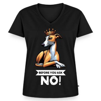 Before You Ask Whippet Windhund Whippets Windhunde - Frauen Premium Bio T-Shirt mit V-Ausschnitt - Schwarz - Vorne - AI Model Female 172 light (172cm)