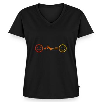 Fussball Fußballer Fußballerin Fußballspieler - Frauen Premium Bio T-Shirt mit V-Ausschnitt - Schwarz - Vorne - AI Model Female 172 light (172cm)