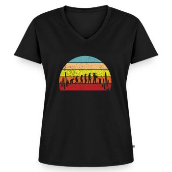 Evolution Imker Shirt - Geschenk Bienenzüchter Imk - Frauen Premium Bio T-Shirt mit V-Ausschnitt - Schwarz - Vorne - AI Model Female 172 light (172cm)