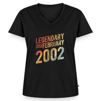 20th Birthday Gift Legendary Since February 2002 2 - Frauen Premium Bio T-Shirt mit V-Ausschnitt - Schwarz - Vorne - AI Model Female 172 light (172cm)