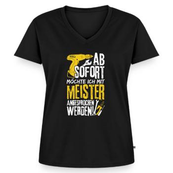 Meister Handwerker KFZ Meister Spruch meister Gesc - Frauen Premium Bio T-Shirt mit V-Ausschnitt - Schwarz - Vorne - AI Model Female 172 light (172cm)