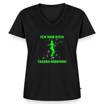 Cordula Grün tanzt und singt den Partyhit mit. - Frauen Premium Bio T-Shirt mit V-Ausschnitt - Schwarz - Vorne - AI Model Female 172 light (172cm)