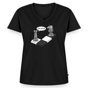 Schachzug Schach Pferd Bauer Schachfigur Geschenk - Frauen Premium Bio T-Shirt mit V-Ausschnitt - Schwarz - Vorne - AI Model Female 172 light (172cm)