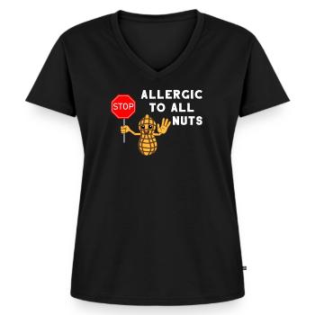 Allergie Allergiker Nuss Nüsse Allergisch Geschenk - Frauen Premium Bio T-Shirt mit V-Ausschnitt - Schwarz - Vorne - AI Model Female 172 light (172cm)