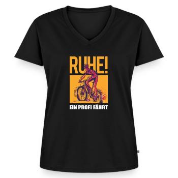 Fahrrad Zubehör Radfahrer Motiv - Frauen Premium Bio T-Shirt mit V-Ausschnitt - Schwarz - Vorne - AI Model Female 172 light (172cm)