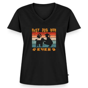 Hundezubehör Pudel Hundebesitzer - Frauen Premium Bio T-Shirt mit V-Ausschnitt - Schwarz - Vorne - AI Model Female 172 light (172cm)