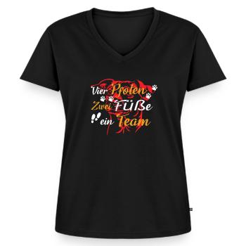 Hundezubehör Terrier Hundebesitzer - Frauen Premium Bio T-Shirt mit V-Ausschnitt - Schwarz - Vorne - AI Model Female 172 light (172cm)