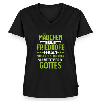 Friedhofsgärtner Friedhof Cemetery Gardener - Frauen Premium Bio T-Shirt mit V-Ausschnitt - Schwarz - Vorne - AI Model Female 172 light (172cm)