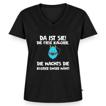 Lustiges Abnehmen Fit Werden Design - Frauen Premium Bio T-Shirt mit V-Ausschnitt - Schwarz - Vorne - AI Model Female 172 light (172cm)