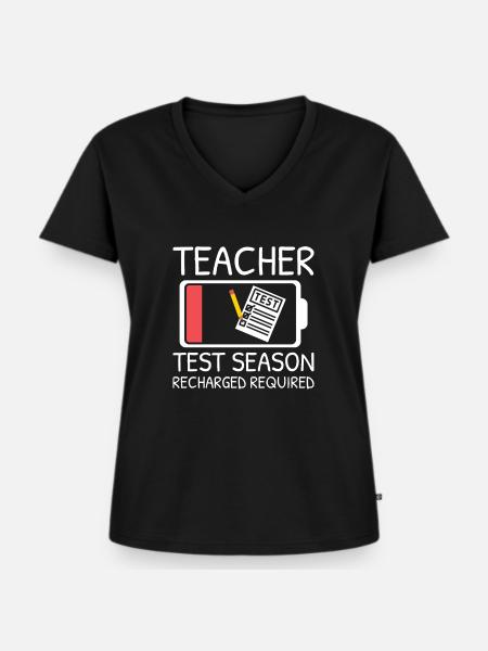Testing Teacher Test Day - Frauen Premium Bio T-Shirt mit V-Ausschnitt - Schwarz