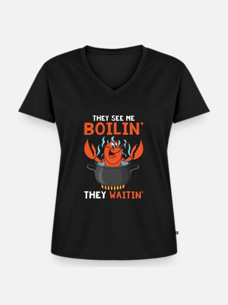 Crawfish Hot Tub - Frauen Premium Bio T-Shirt mit V-Ausschnitt - Schwarz