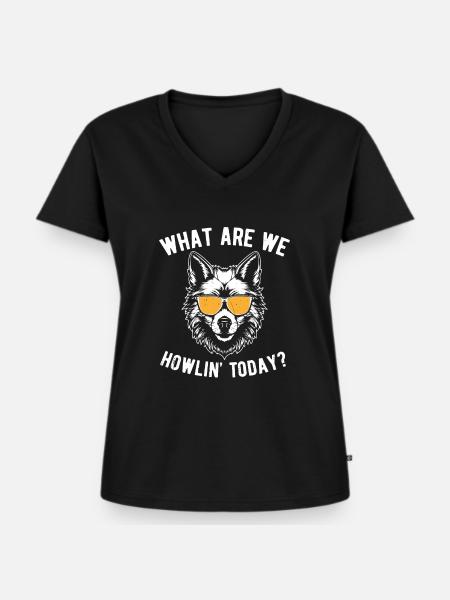 Wolves Funny Wolf - Frauen Premium Bio T-Shirt mit V-Ausschnitt - Schwarz