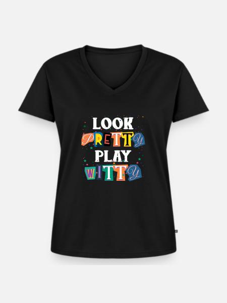 Trivia queen - Frauen Premium Bio T-Shirt mit V-Ausschnitt - Schwarz
