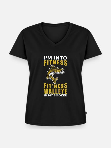 Walleye Fishing - Frauen Premium Bio T-Shirt mit V-Ausschnitt - Schwarz