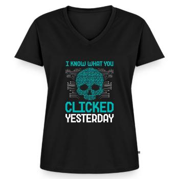 Cyber Security Analyst Funny Cybersecurity - Frauen Premium Bio T-Shirt mit V-Ausschnitt - Schwarz - Vorne - AI Model Female 172 light (172cm)