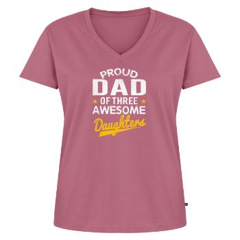 Stolzer Vater von drei fantastischen Töchtern Vatertag - Frauen Premium Bio T-Shirt mit V-Ausschnitt - Mauve - Vorne - AI Model Female 172 dark (172cm)