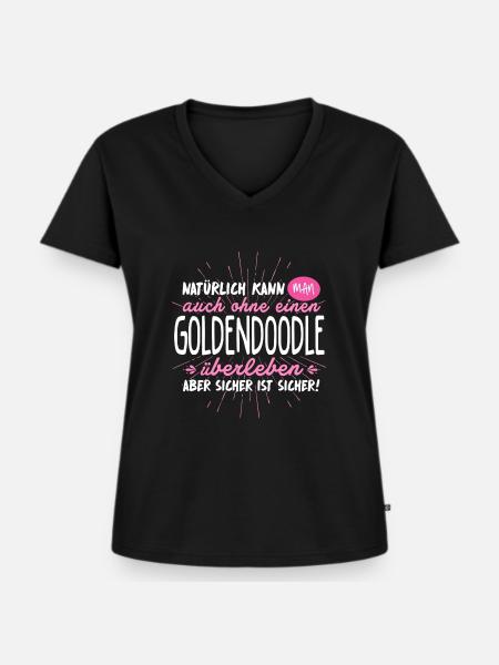 Niemals ohne GOLDENDOODLE - Frauen Premium Bio T-Shirt mit V-Ausschnitt - Schwarz