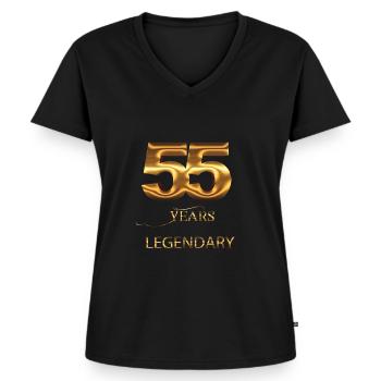 55. Geburtstag - Frauen Premium Bio T-Shirt mit V-Ausschnitt - Schwarz - Vorne - AI Model Female 172 light (172cm)