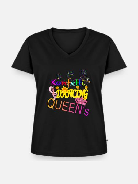 Konfetti Dancing Queens - Frauen Premium Bio T-Shirt mit V-Ausschnitt - Schwarz