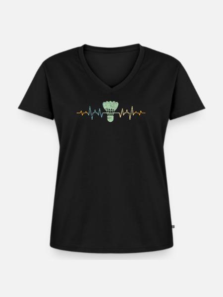 Federball Shuttlecock Geschenk - Frauen Premium Bio T-Shirt mit V-Ausschnitt - Schwarz