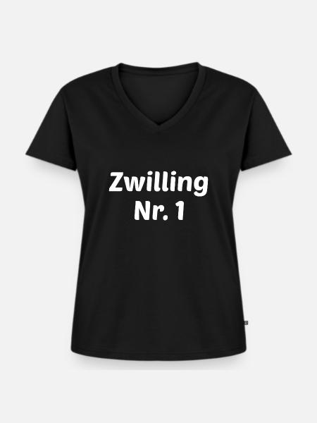 Zwilling Nr.1 Zwillinge Geschenk - Frauen Premium Bio T-Shirt mit V-Ausschnitt - Schwarz