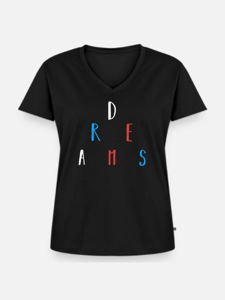 Träume - Frauen Premium Bio T-Shirt mit V-Ausschnitt - Schwarz