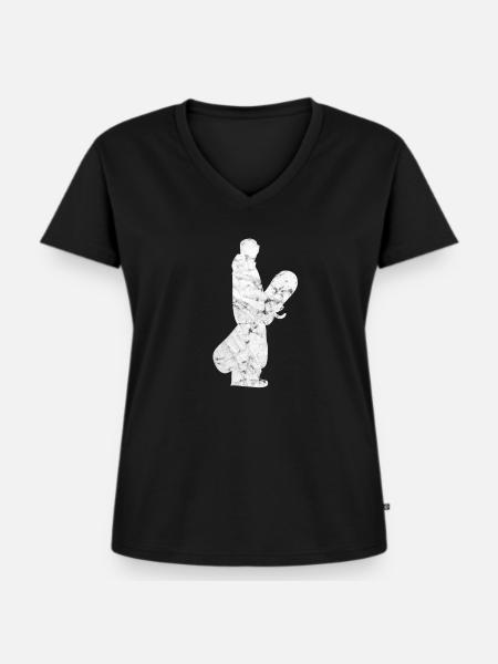 Snowboarder Snowboard - Frauen Premium Bio T-Shirt mit V-Ausschnitt - Schwarz