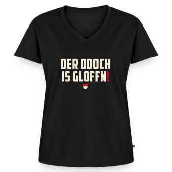 Der Dooch is gloffn - Franken T shirt Geschenk - Frauen Premium Bio T-Shirt mit V-Ausschnitt - Schwarz - Vorne - AI Model Female 172 light (172cm)