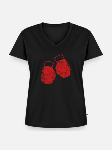 Boxhandschuhe - Frauen Premium Bio T-Shirt mit V-Ausschnitt - Schwarz