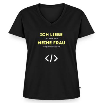 Programmierer lustiger Spruch Java Programmieren - Frauen Premium Bio T-Shirt mit V-Ausschnitt - Schwarz - Vorne - AI Model Female 172 light (172cm)