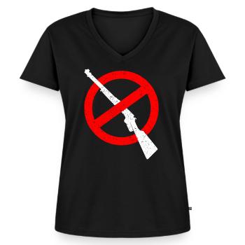 Anti Armes ANTI Guerre Armes Chasse Armes - T-shirt encolure en V Premium bio Femme - noir - Devant - AI Model Female 172 light (172cm)