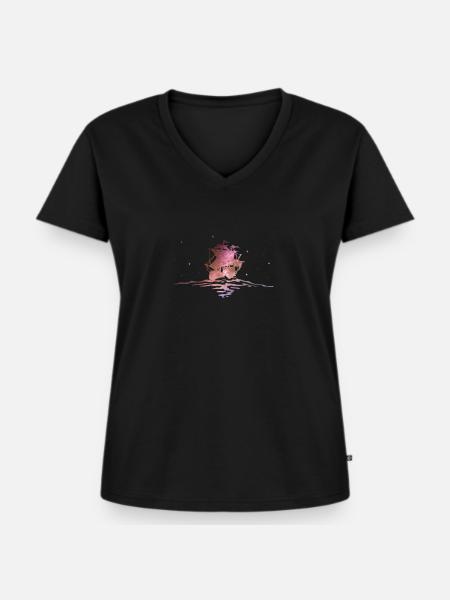 Segelschiff - Frauen Premium Bio T-Shirt mit V-Ausschnitt - Schwarz