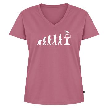 Air Traffic Controller Evolution Tower Pilot Lotse Gift - Women's Premium Organic V-neck T-shirt - mauve - Front - AI Model Female 172 dark (172cm)