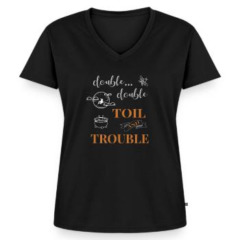 Halloween sorcière paroles drôles - T-shirt encolure en V Premium bio Femme - noir - Devant - AI Model Female 172 light (172cm)