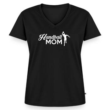 Handball maman maman maman t shirt cadeau - T-shirt encolure en V Premium bio Femme - noir - Devant - AI Model Female 172 light (172cm)