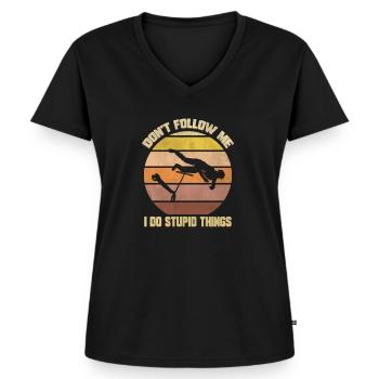 Scooter kick scooter scooter électrique - T-shirt encolure en V Premium bio Femme - noir - Devant - AI Model Female 172 light (172cm)