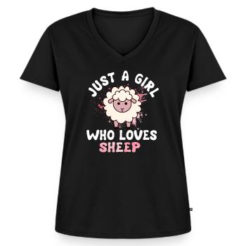 Schaf - Frauen Premium Bio T-Shirt mit V-Ausschnitt - Schwarz - Vorne - AI Model Female 172 light (172cm)