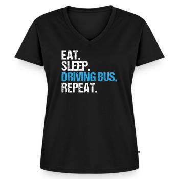 Bus bus Bus Driver Bus bus de ligne cadeau - T-shirt encolure en V Premium bio Femme - noir - Devant - AI Model Female 172 light (172cm)